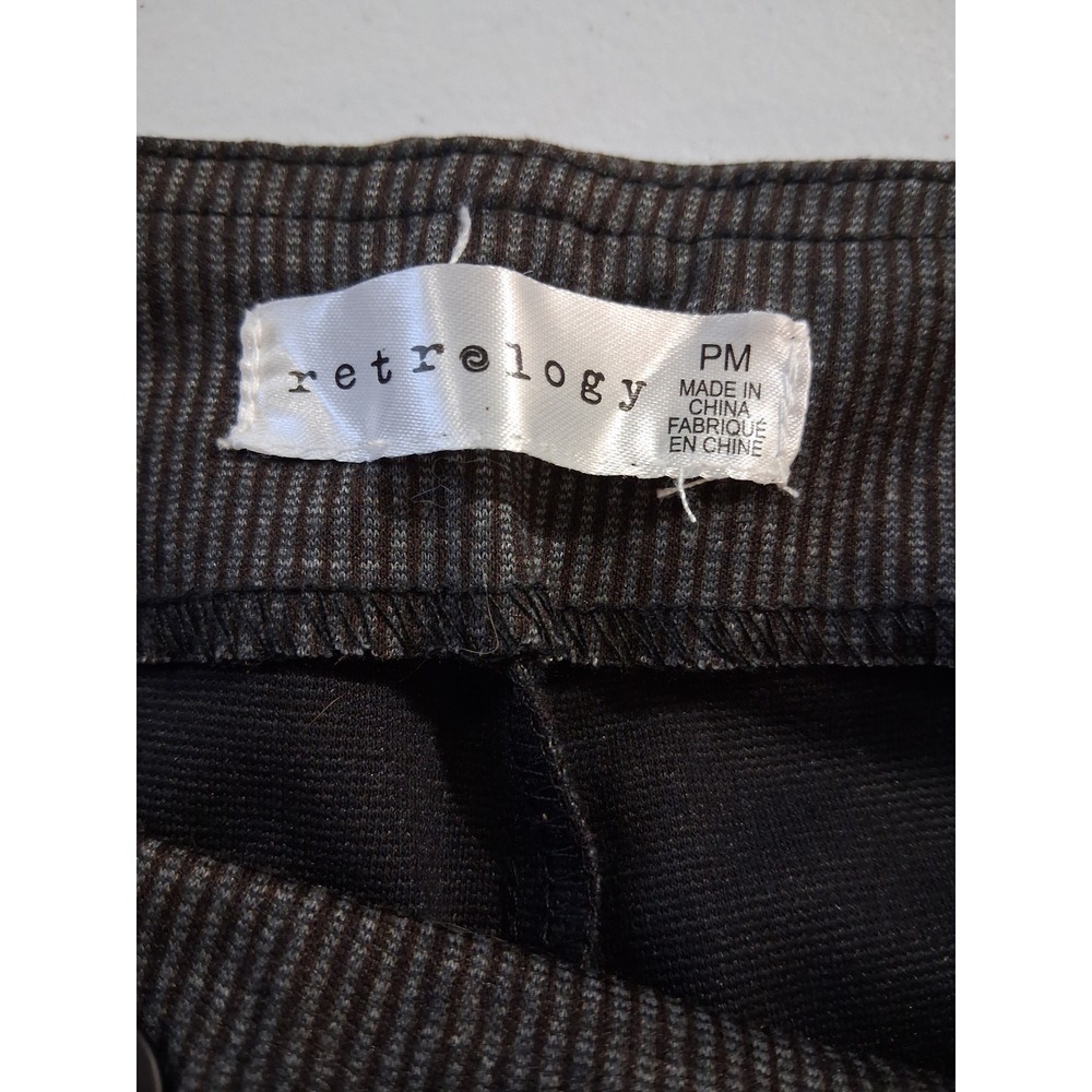 Retrology Womens Grey Pinstripe Sailor Button High Rise Slim Pants PM